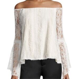 Alice + Olivia Shera Off Shoulder Ivory Lace Blouse Sz S